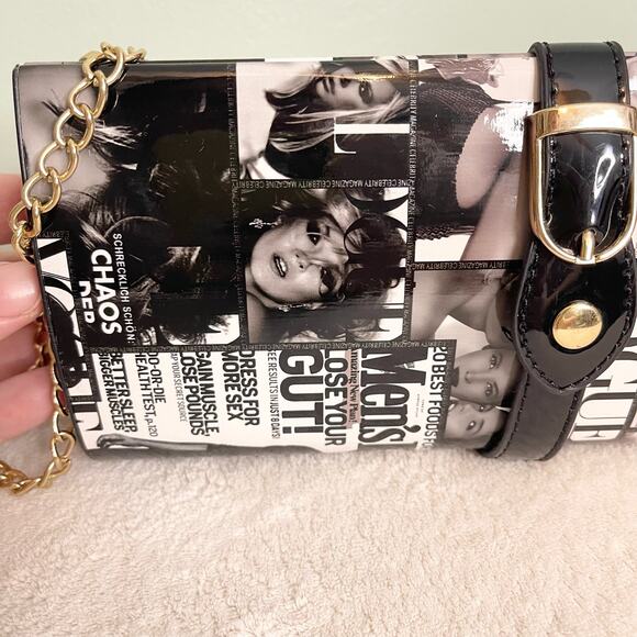 Vouge magazine retro Hard Shell Clasp Chain Strap bag Purse nwt - Picture 7 of 7